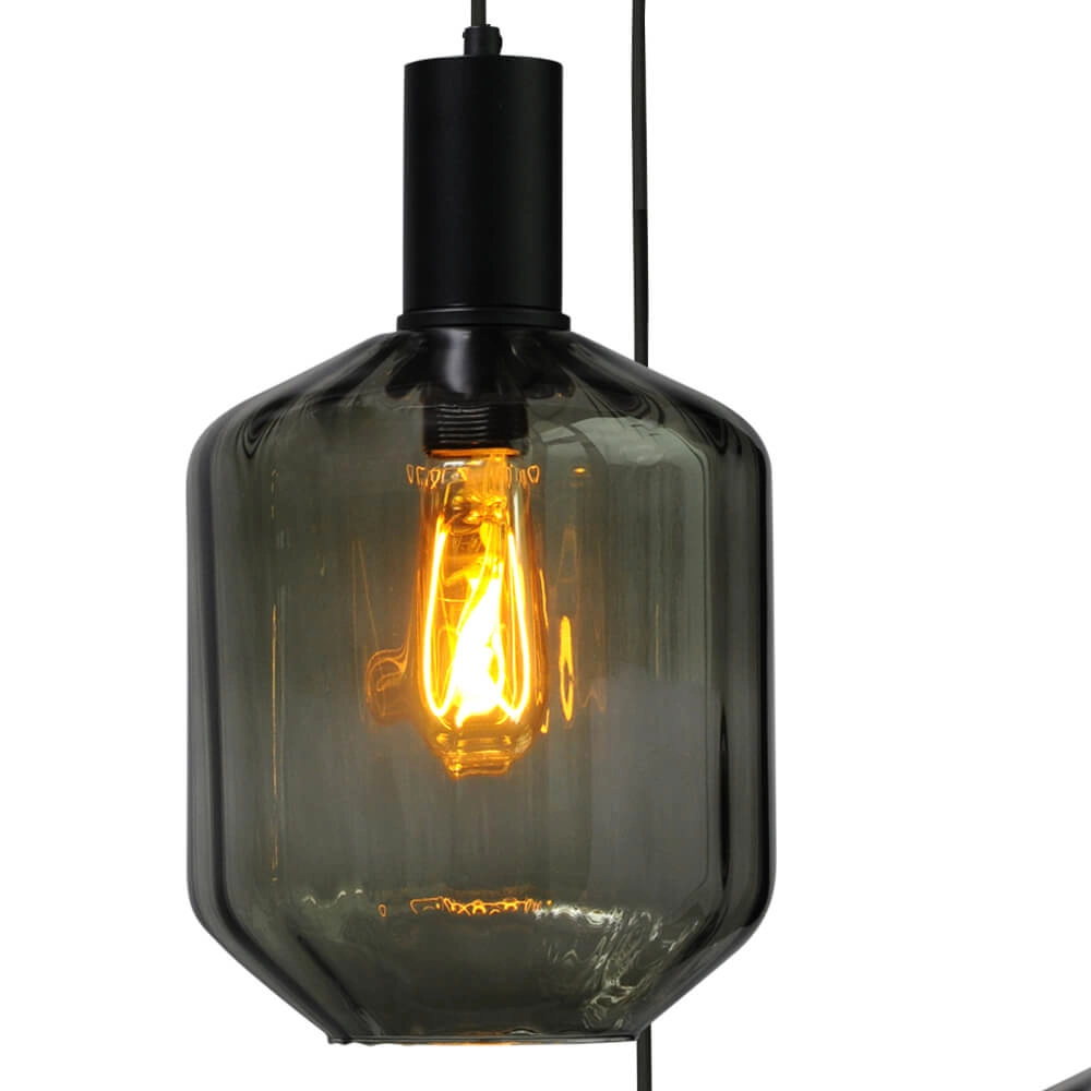 3-light loft hanging lamp - black - Porto with Jagger green lenses Masterlight 8718121270852