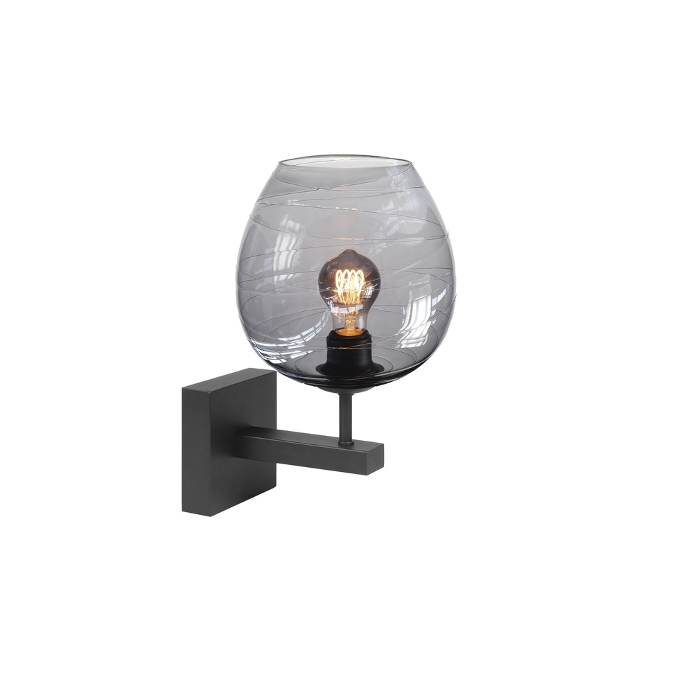 Wall lamp Fantasy black with smoke glass