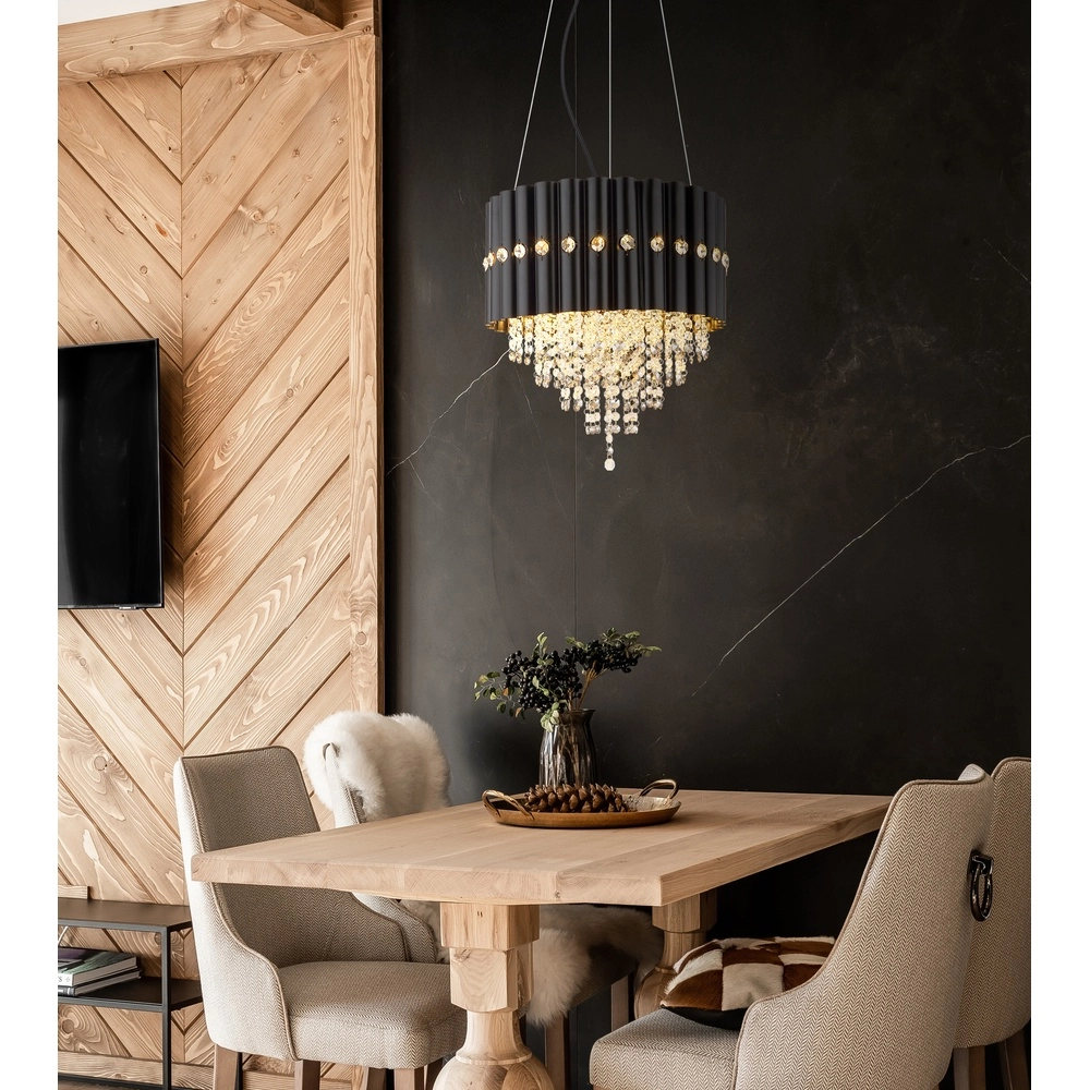 Pendant lamp Eleos black with crystal Globo 9007371528431