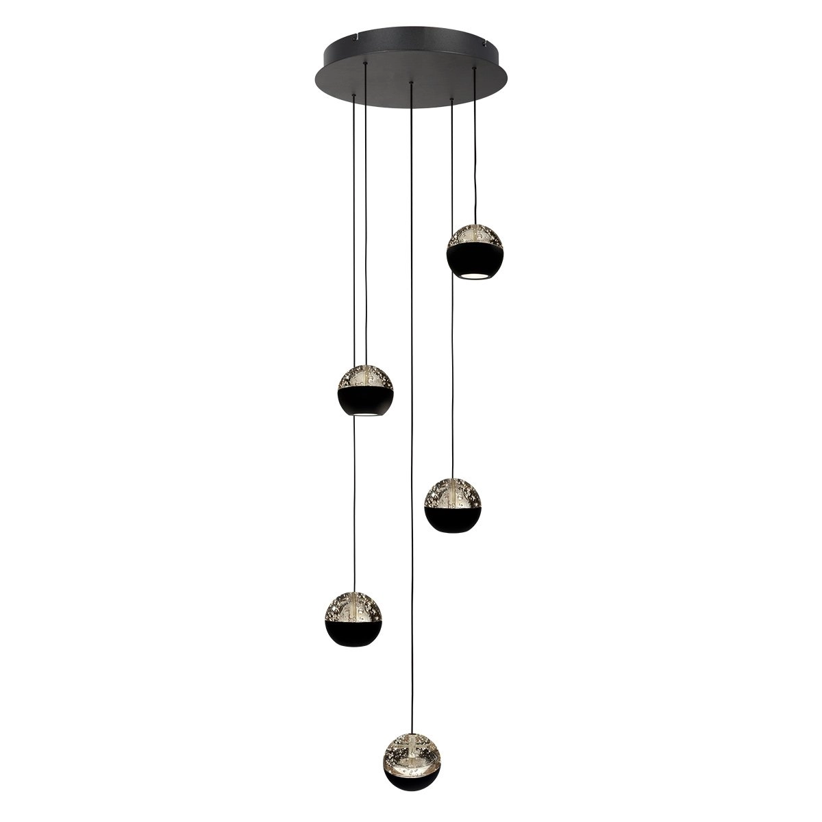 5-light vide pendant lamp Belluno LED - Black with Glass Steinhauer 8712746183887