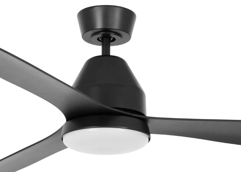 Black ceiling fan with lamp Whitehaven Ø 143cm IP55 Beacon 9333509136477