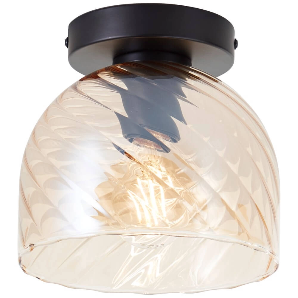 Ceiling lamp Casto black with amber glass