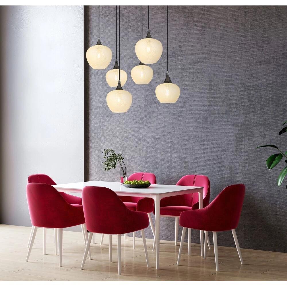 Anthracite pendant lamp Maxy with white glass 6-lights Globo 9007371453184