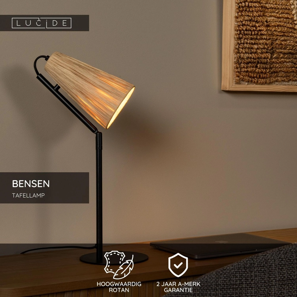 Unique table lamp Bensen wood Lucide 5411212051646
