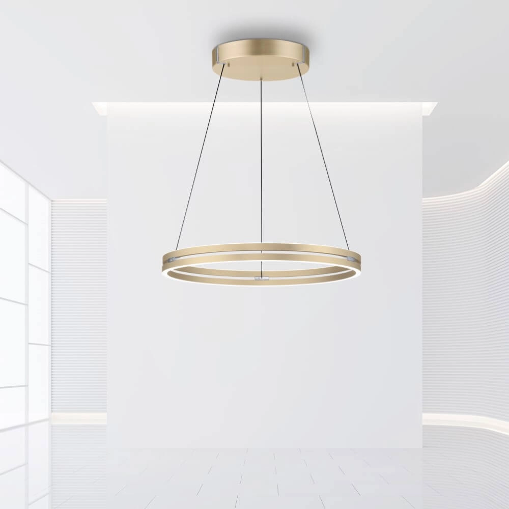 Sleek hanging lamp Pure E-Loop brass Ø 70cm Paul Neuhaus 4012248372296