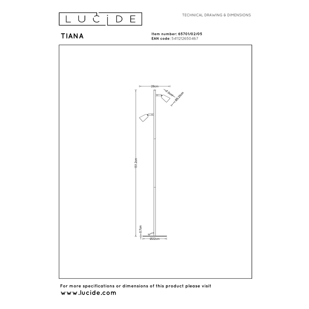Design reading lamp Tiana Champagne Lucide 5411212650467