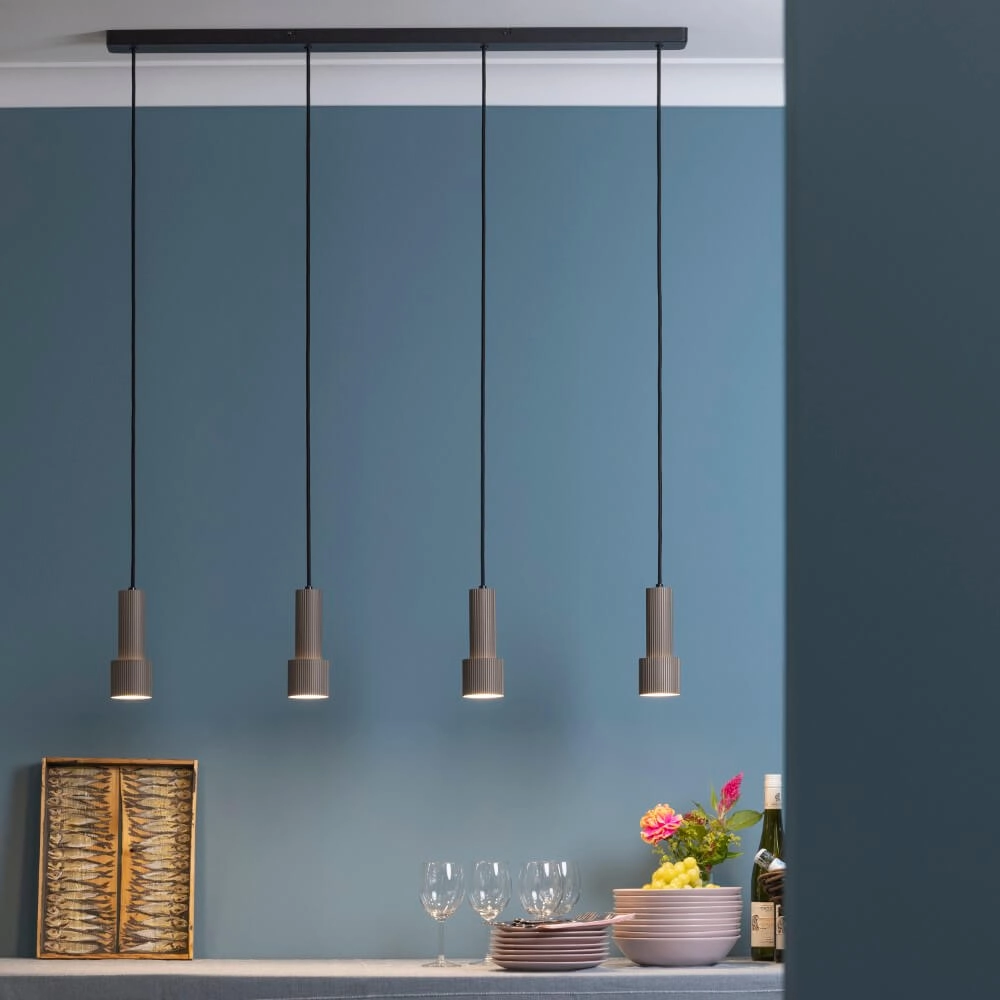 Hanging lamp straight Cadiz 4-light black with bronze Brilliant 4004353446948
