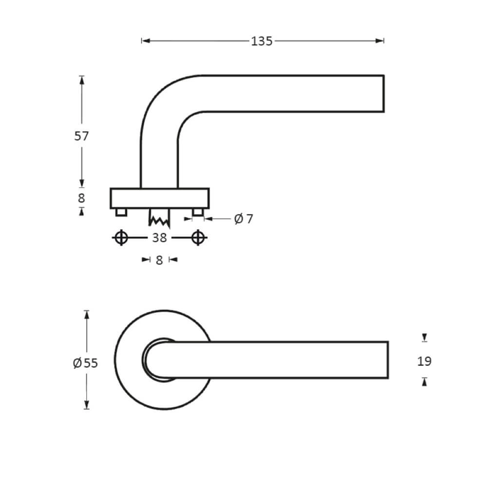 Tight door handle Recht on rosette stainless steel Intersteel 8714186087602