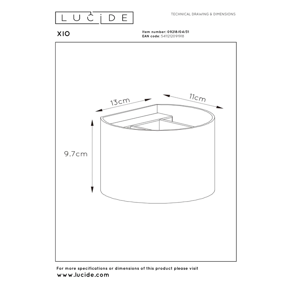Rounded wall spot Xio 2700K white Lucide 5411212091918