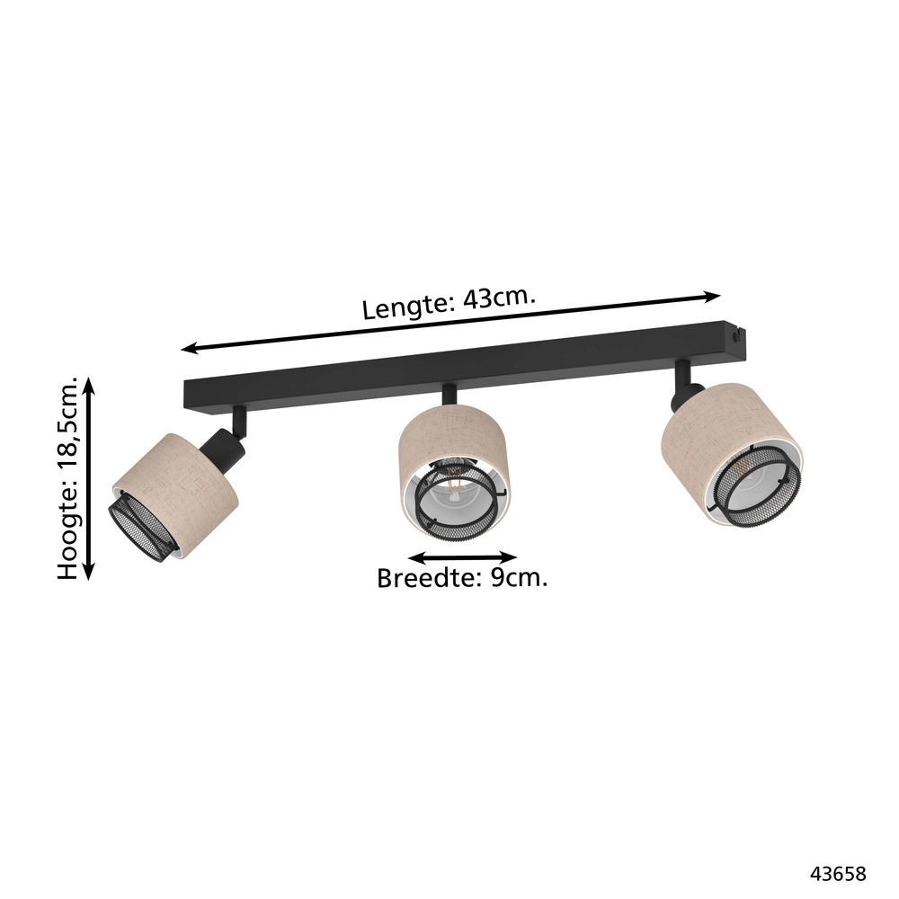 Japandi ceiling lamp Rosley 3L - black with cream Eglo 9002759436582