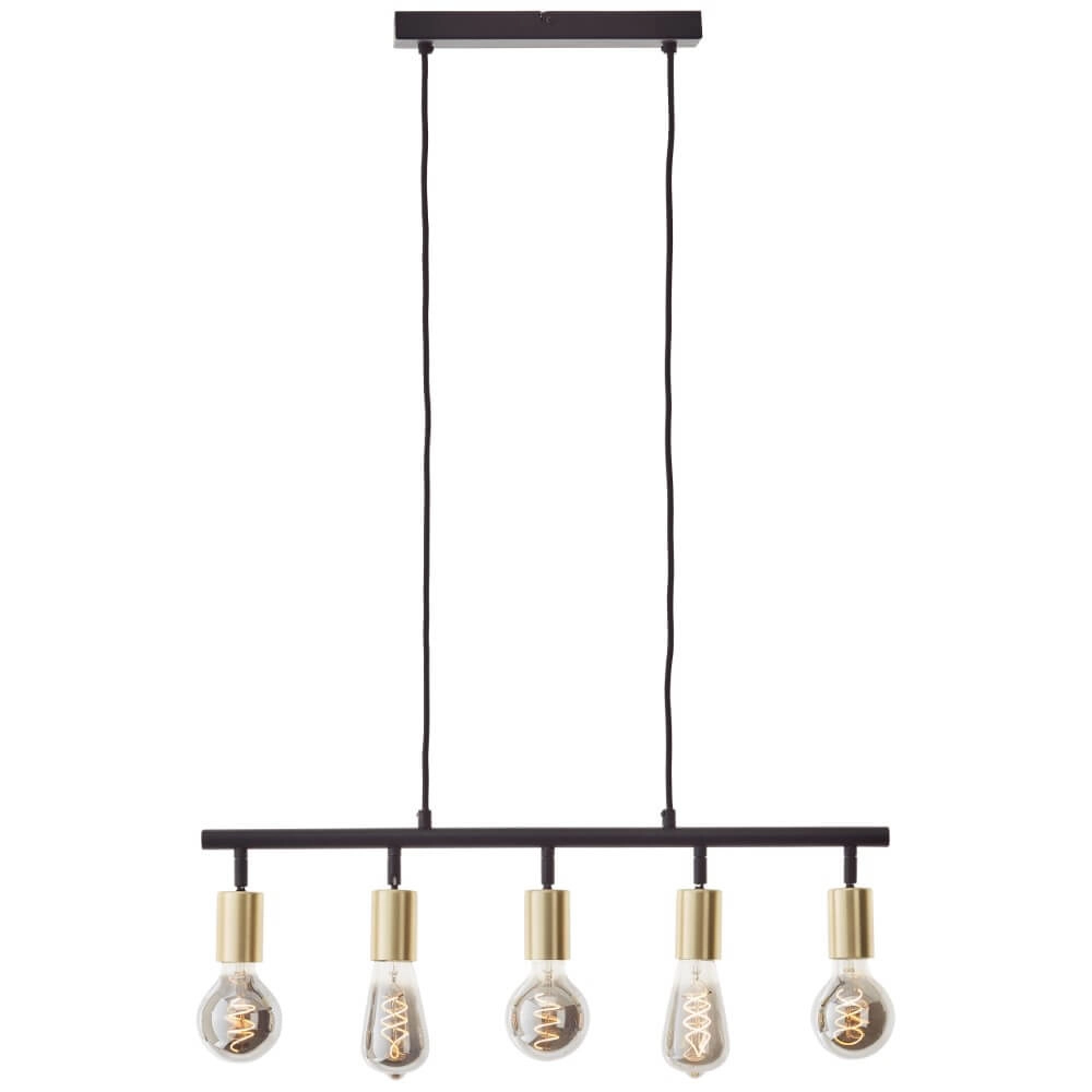 5-light pendant lamp Tiffany black with gold