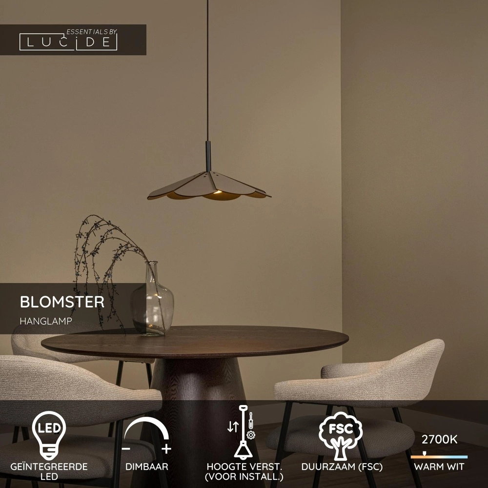Design pendant lamp Blomster taupe Lucide 5411212771544