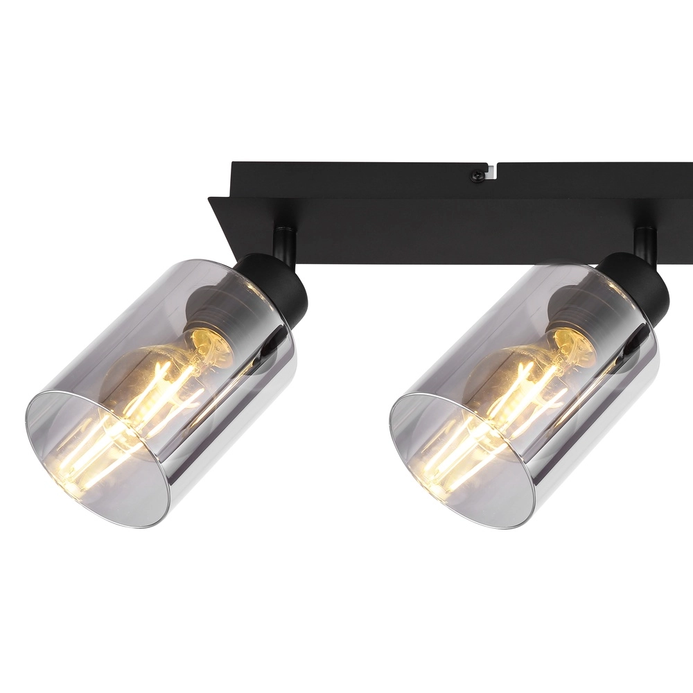 Ceiling lamp Hadera 3-light black with smoke glass Globo 9007371443215