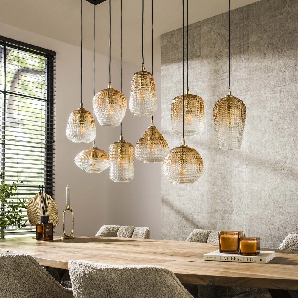 XXL pendant lamp Dot 9 amber fading glasses Lyora 8716803511194
