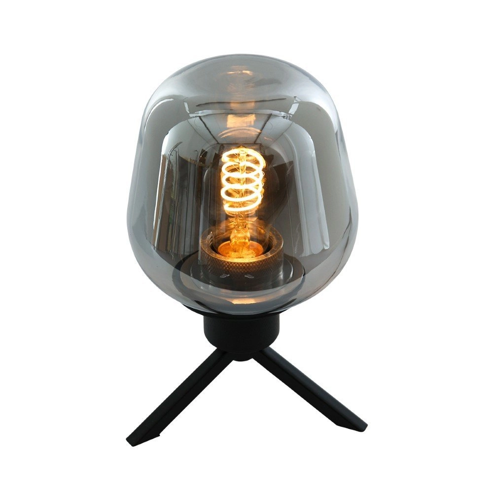 Glass table lamp Reflexion 14cm black with smoke glass Steinhauer 8712746132625