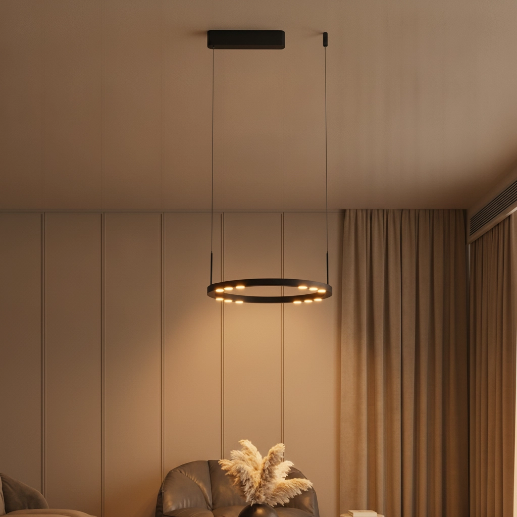 Sleek pendant lamp Lunette black Ø 40cm