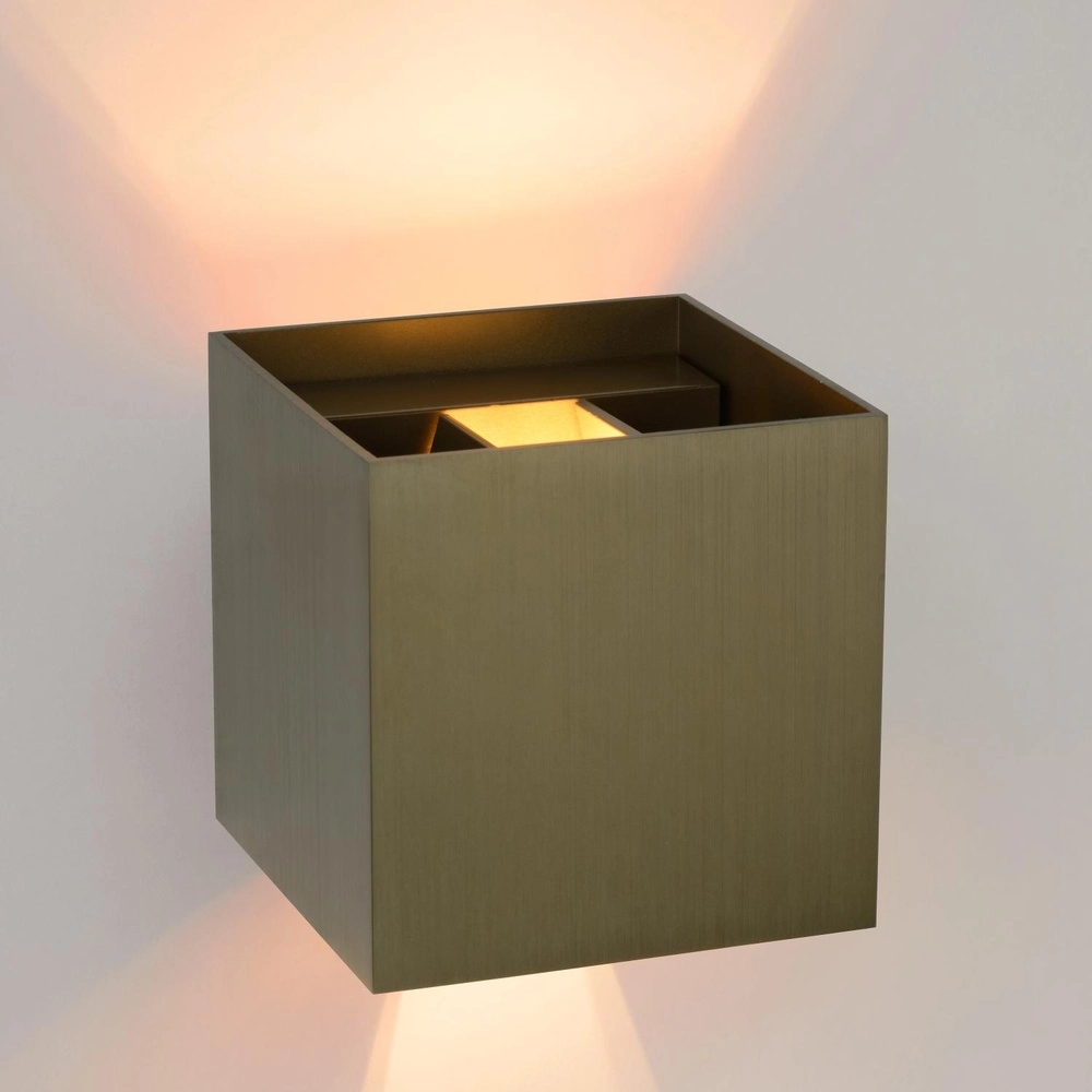 Square wall spotlight Xio 2700K rust brown Lucide 5411212092458