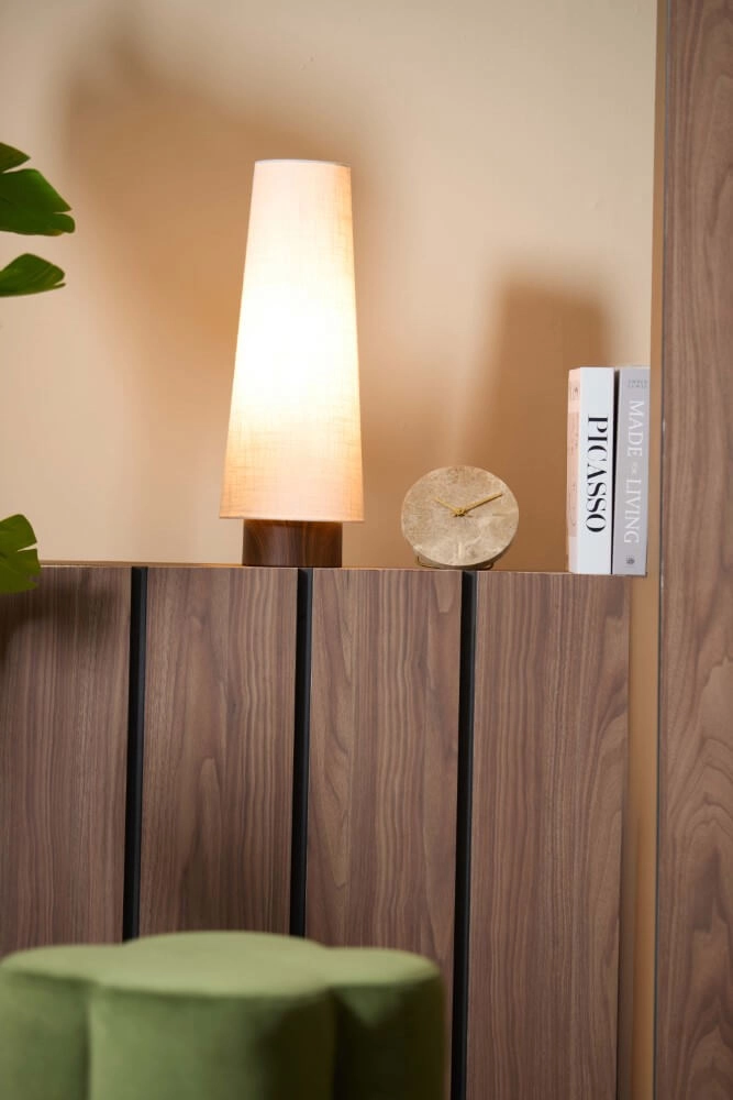 Table lamp white Howie with dark wood Ø 19cm
