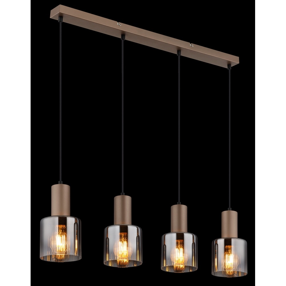 Pendant lamp Walton 4-light coffee brown Globo 9007371586189
