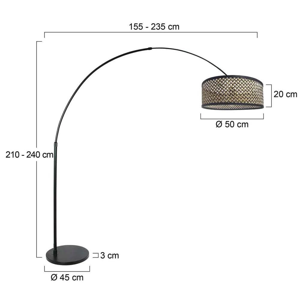 Arc lamp Sparkled Light black with bamboo shade Steinhauer 8712746172874