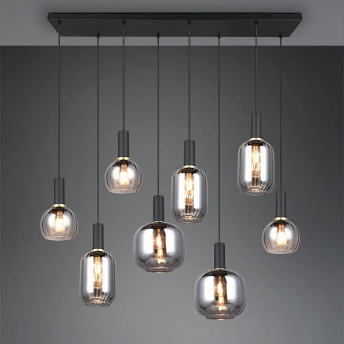 Dining room pendant lamp Diva 8-light - smoke glass Trio 4017807614589