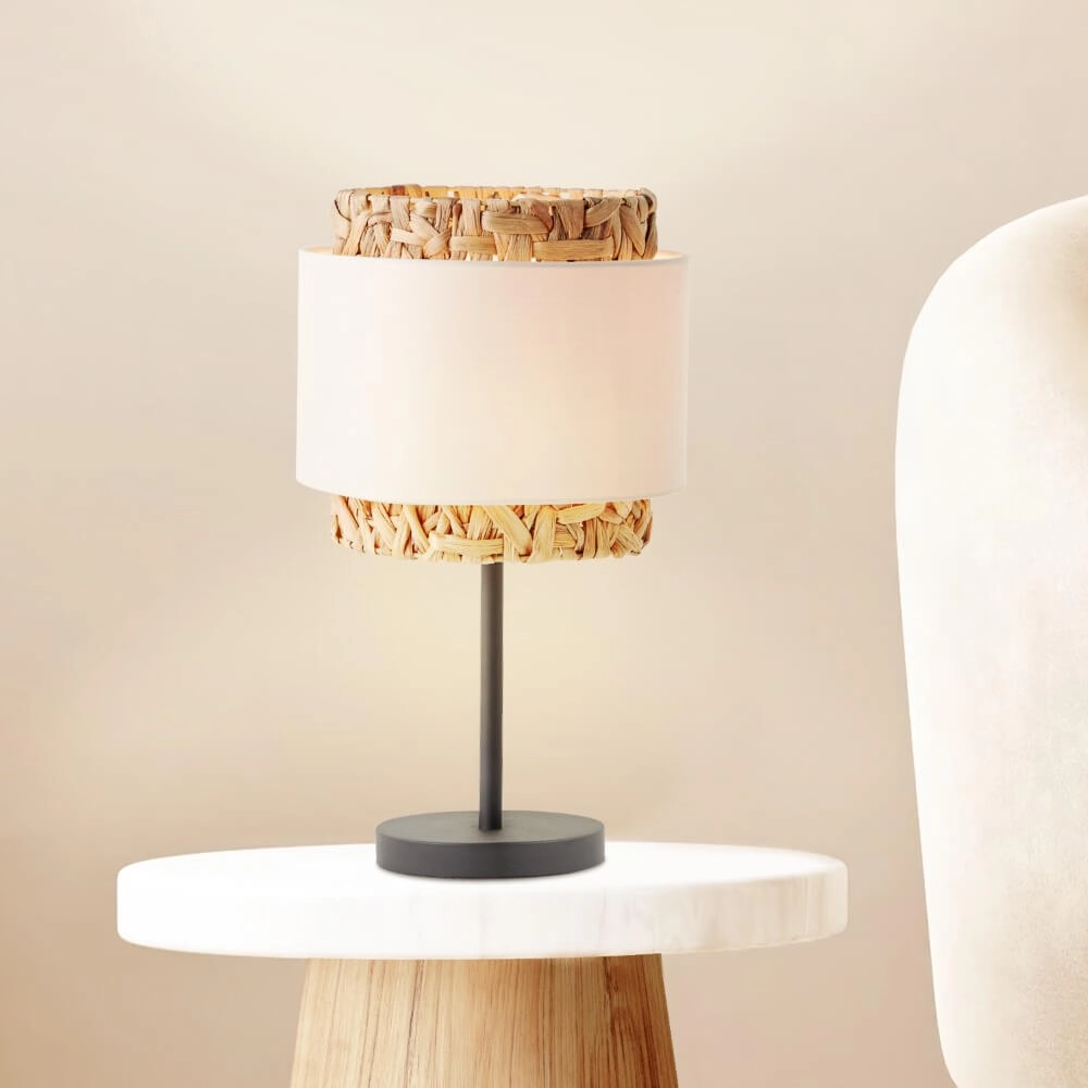 Table lamp Waterlilly Rattan with white fabric Brilliant 4004353411953