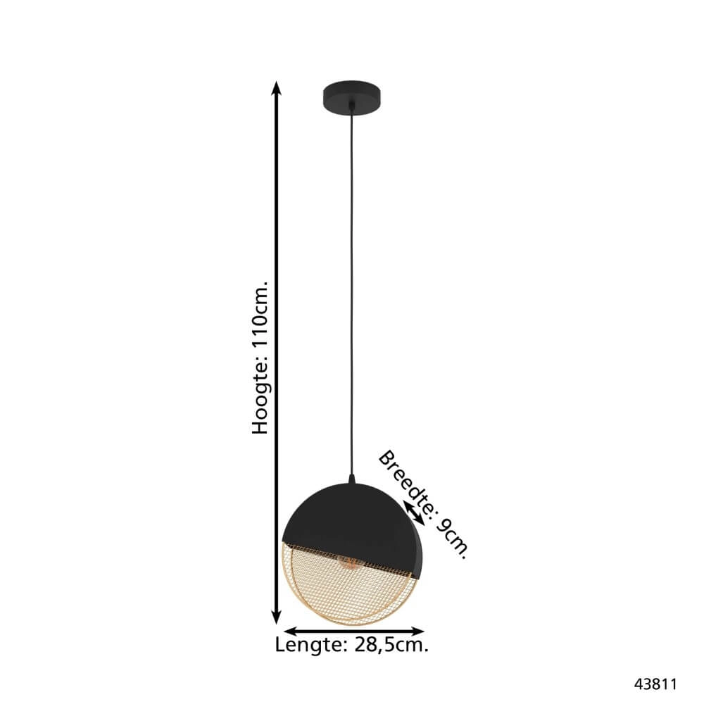 Design pendant lamp Mumbles black with gold Eglo 9002759438111