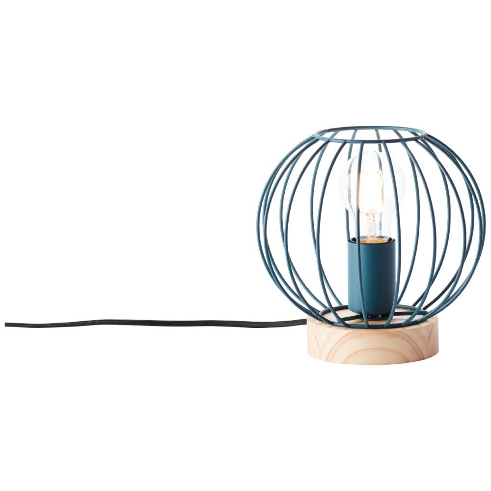 Table lamp Sorana turquoise with wood Brilliant 4004353378676