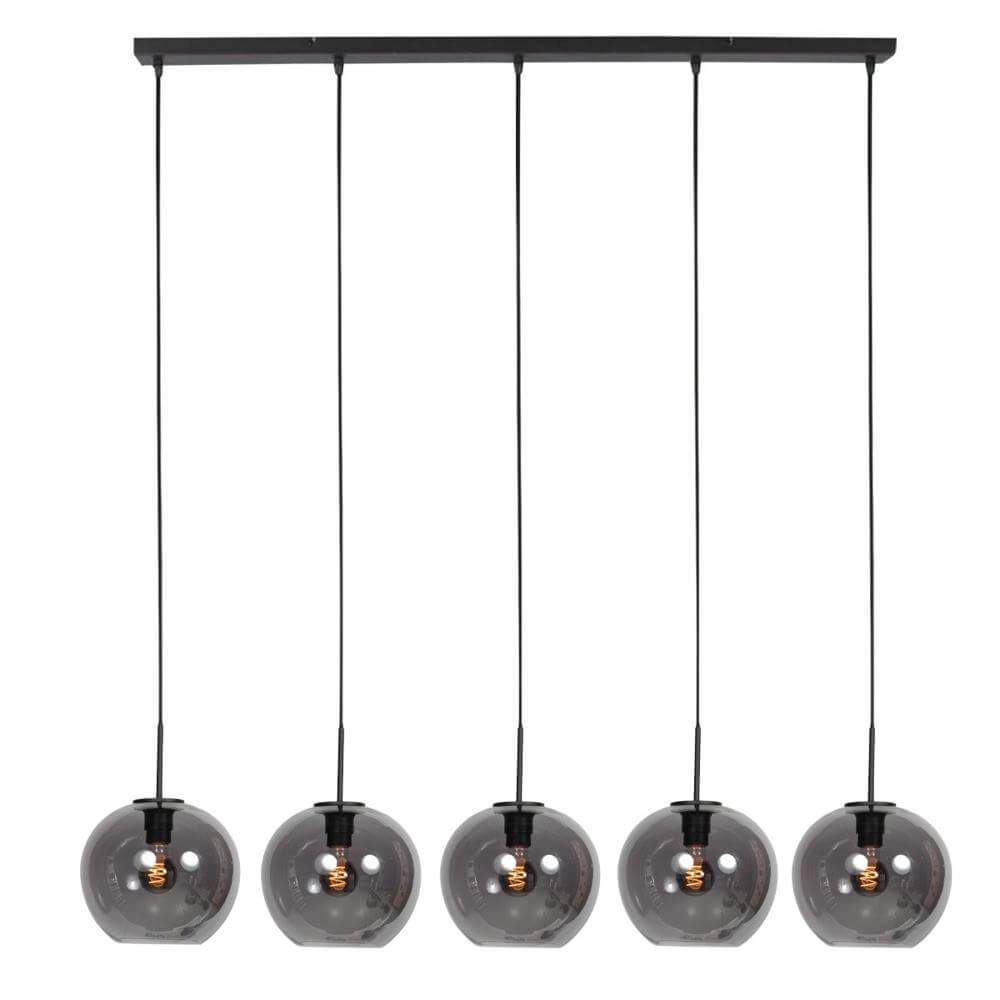 Pendant lamp HaloSwap black with ball smoke glass Steinhauer 8712746179668