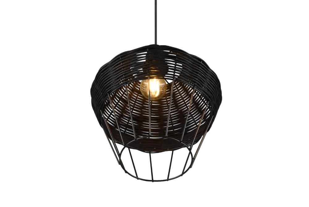 Pendant lamp Borka black rattan Trio 4017807556803