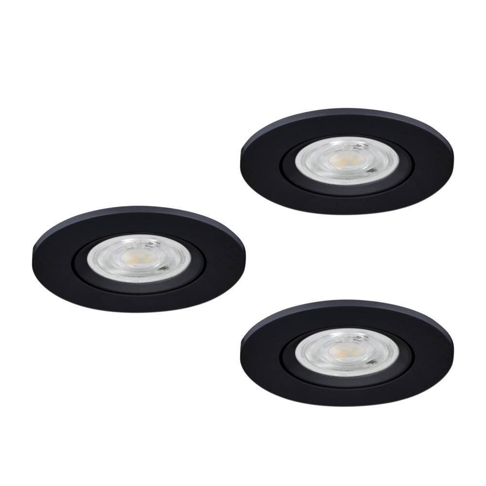 Set of 3 recessed spotlights Barranco black Ø 8,4cm IP44 - 4000K Eglo 9008606359318