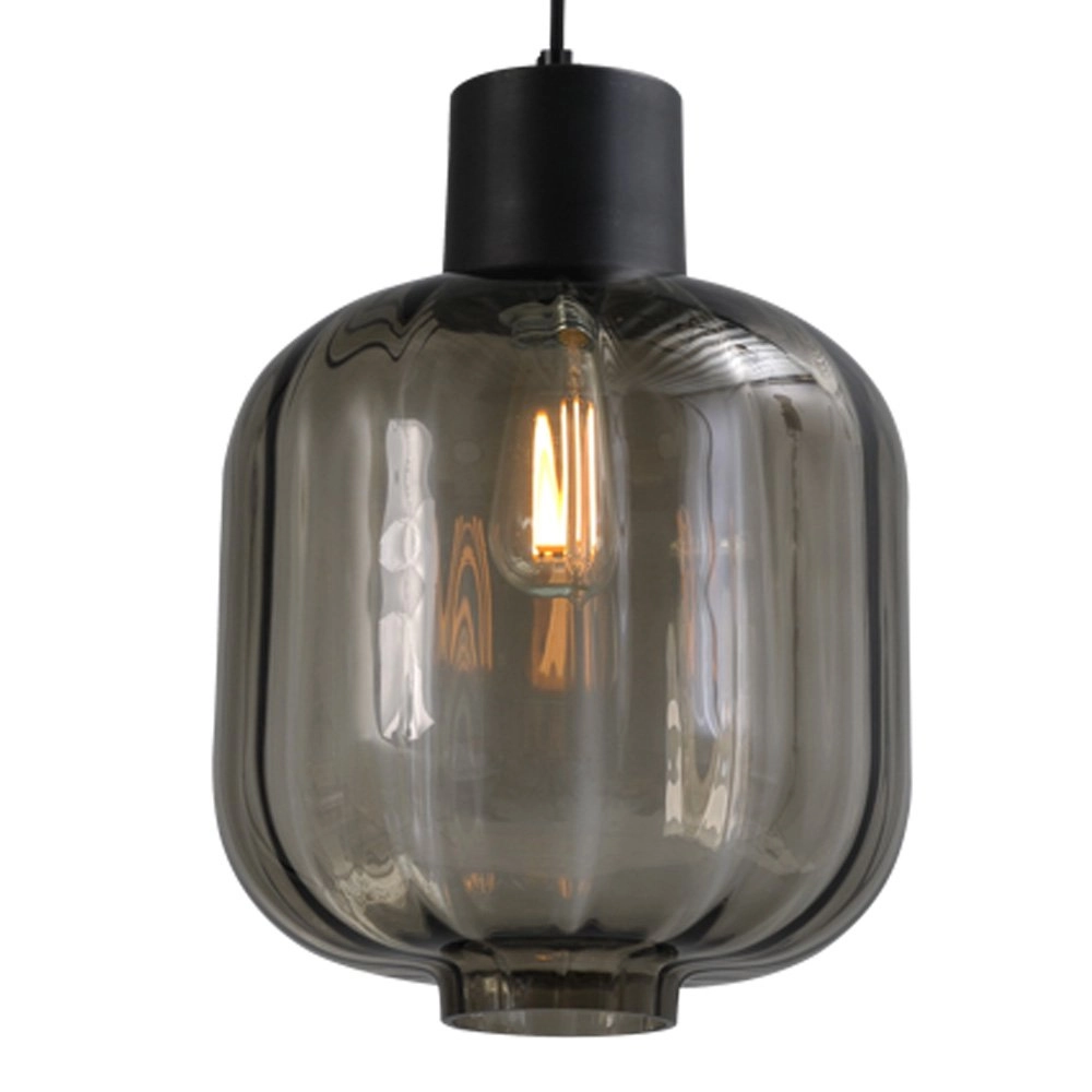 Dining room hanging lamp Lett lll 28 2-light black with smoke glass Masterlight 8718121183329