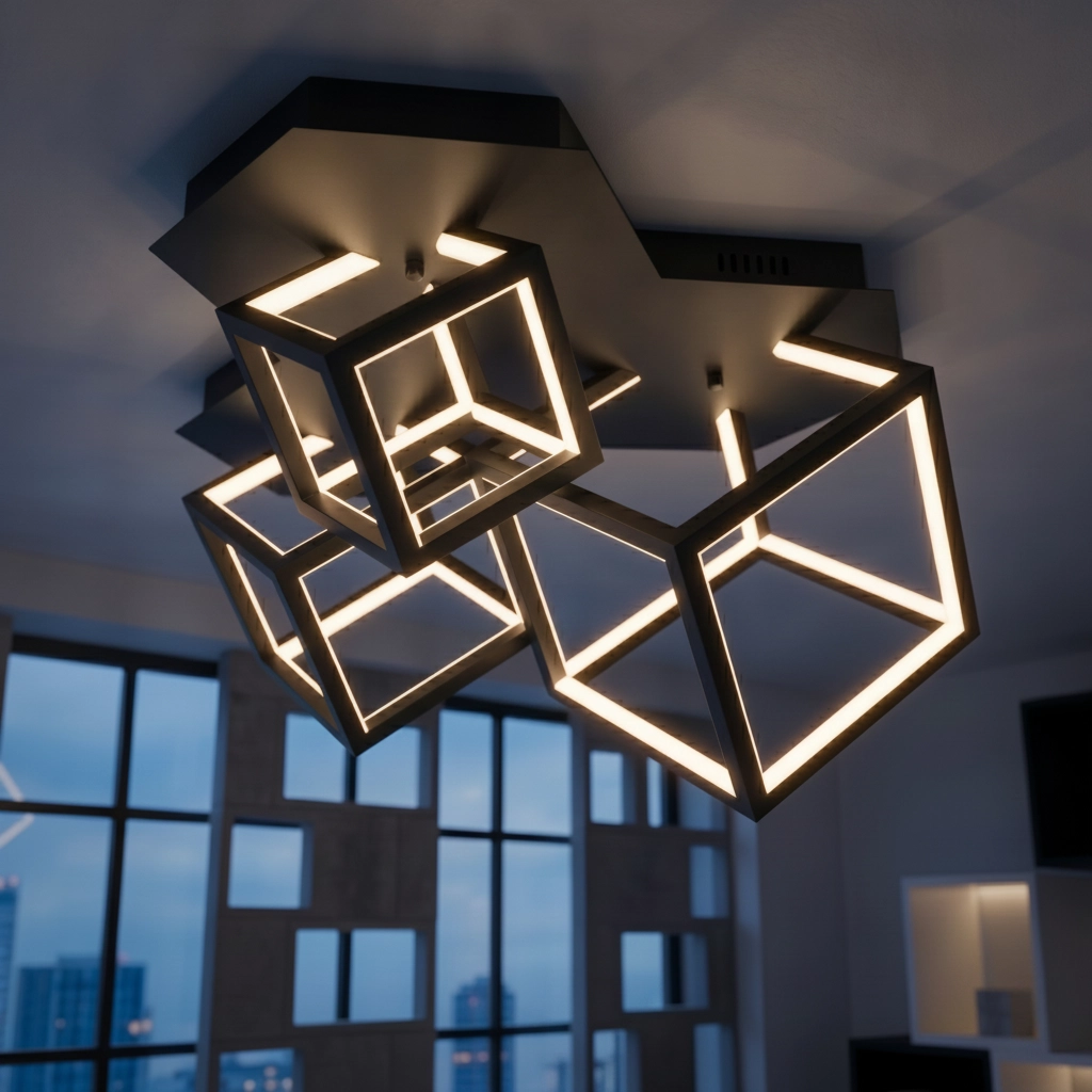 Square ceiling lamp Gabbia black