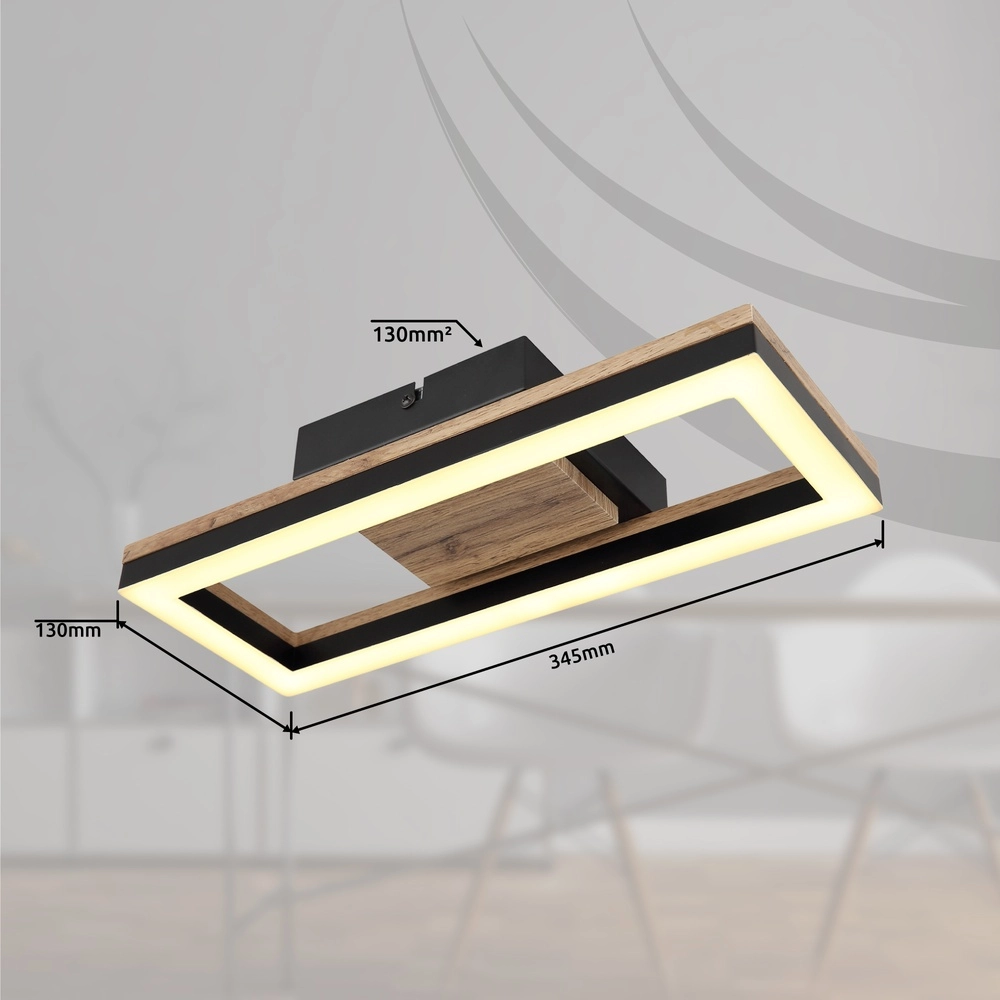 Ceiling lamp Beatrix Rectangle black with wood Globo 9007371454402