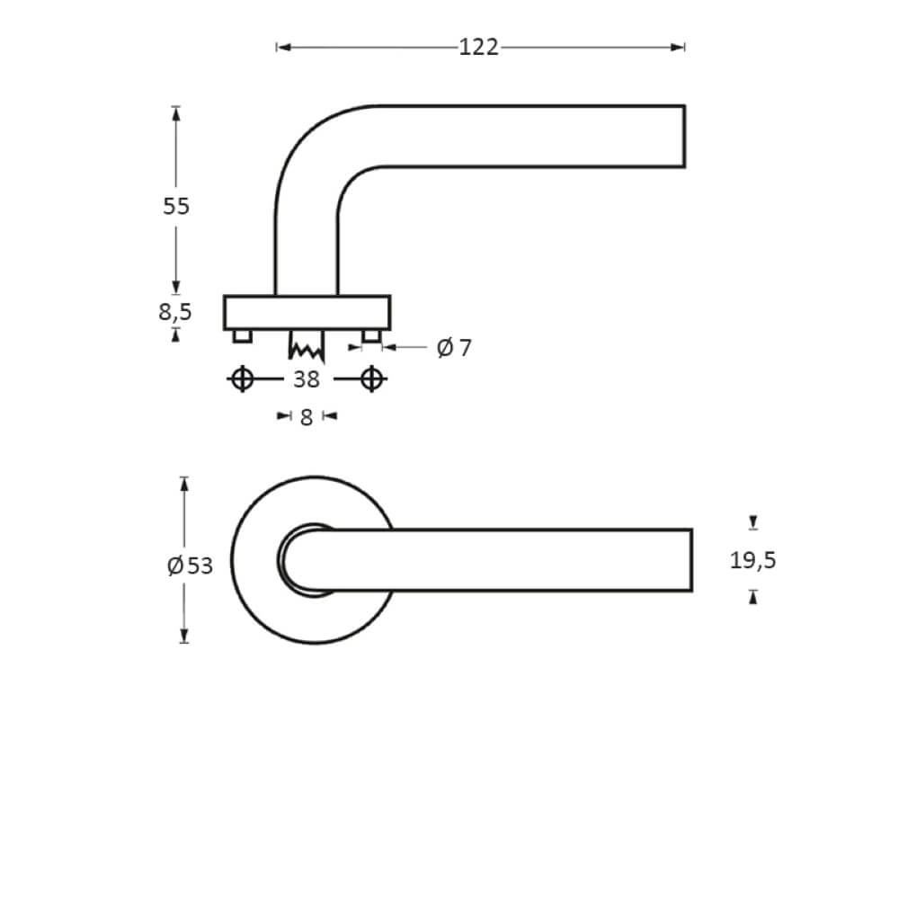 Door handle Jupiter rosette with ridge stainless steel Intersteel 8714186130391