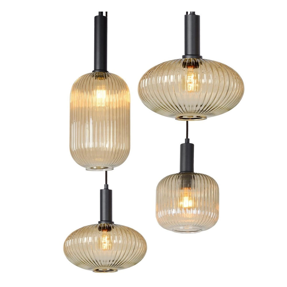 Pendant lamp Maloto 7-lights with amber glass Lucide 5411212451569