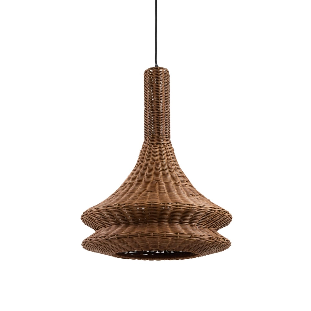 Rattan pendant lamp Nemzor Ø 42.5cm brown