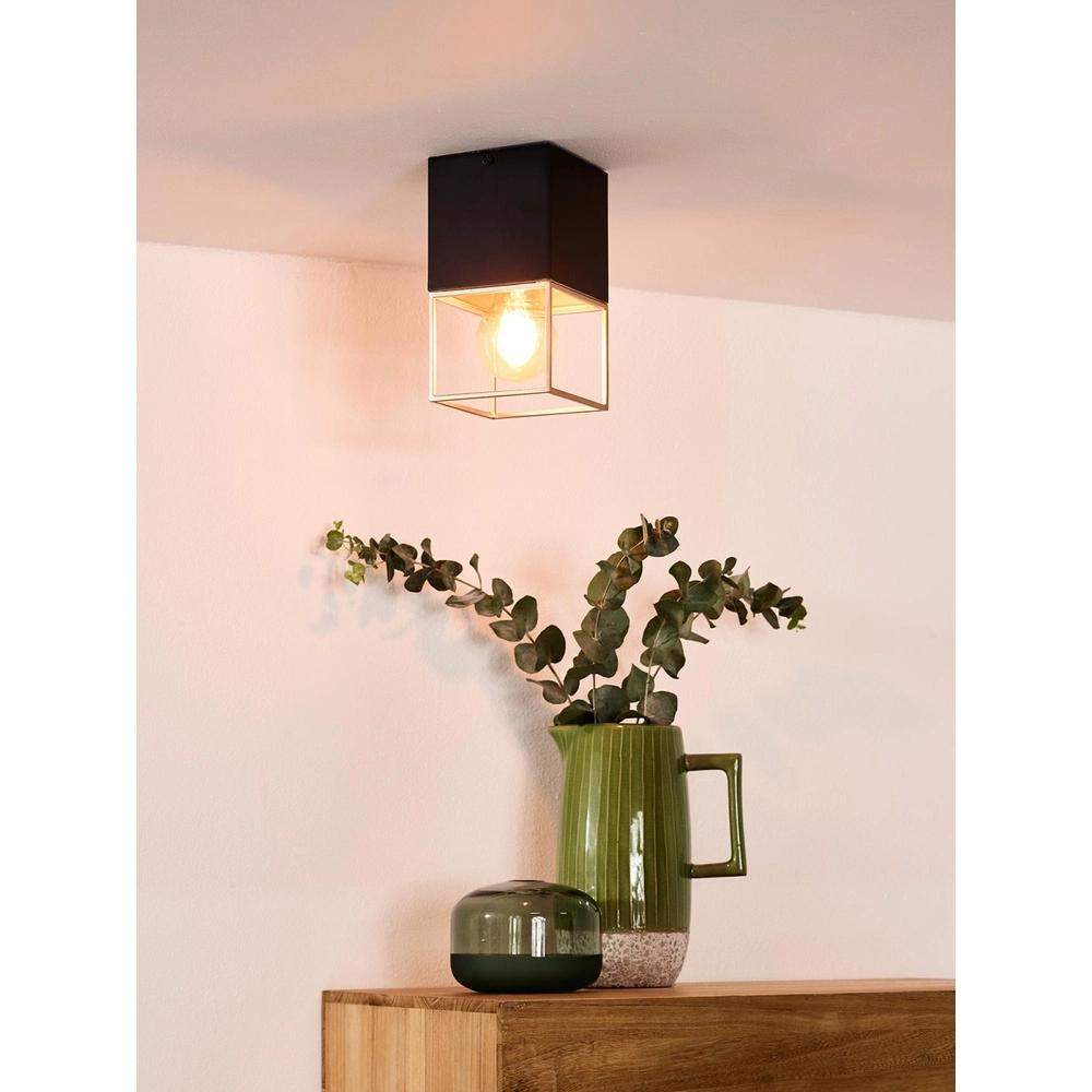Sleek ceiling lamp Rixt Single black with gold Lucide 5411212211040