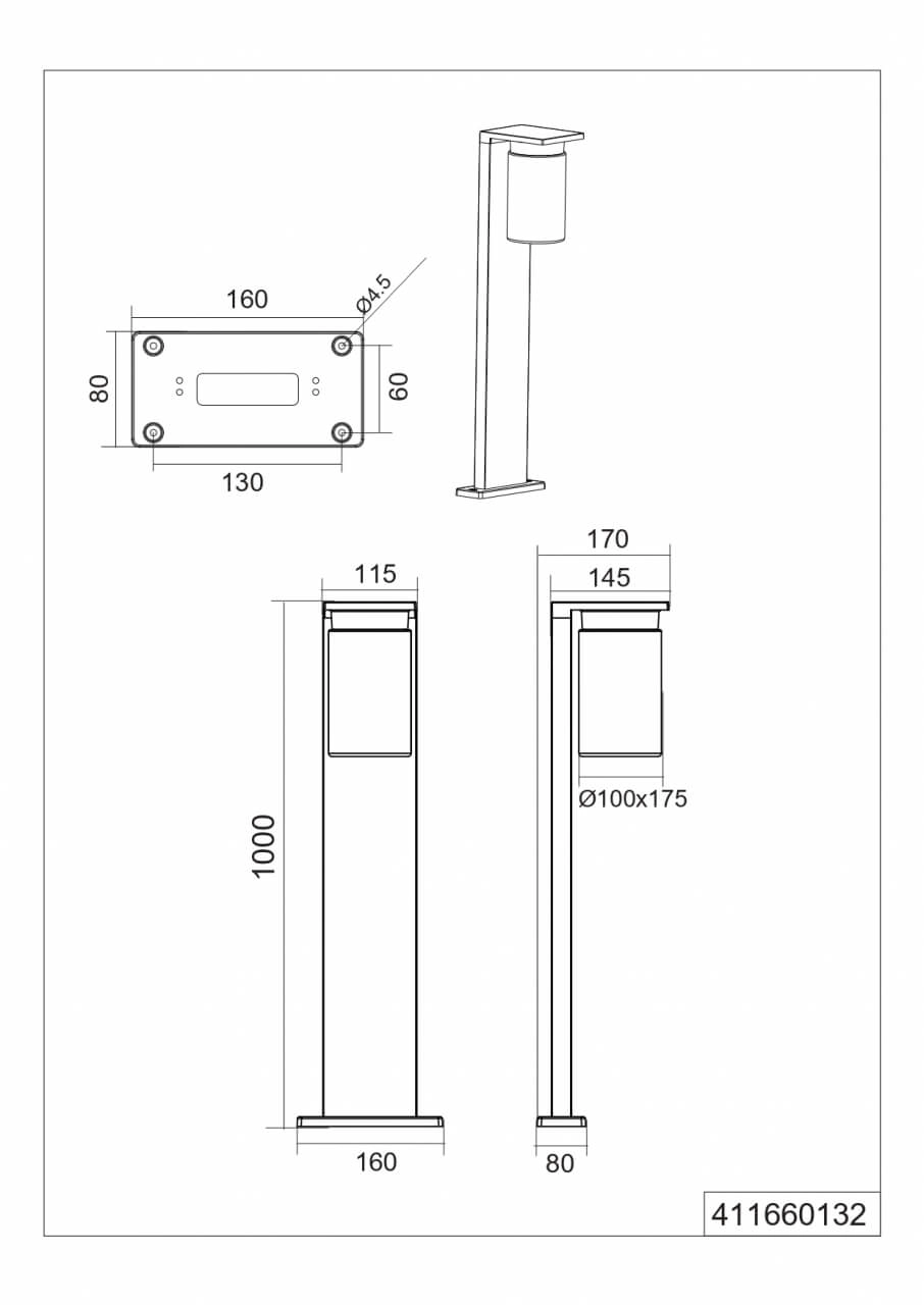 Standing lamp Ardila black 100cm Trio 4017807564099