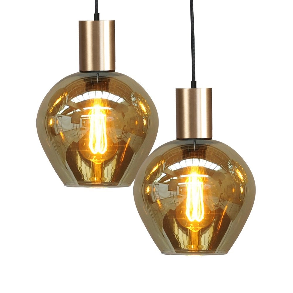 Black hanging lamp with gold Bounty 6-light round glass Masterlight 8718121247892