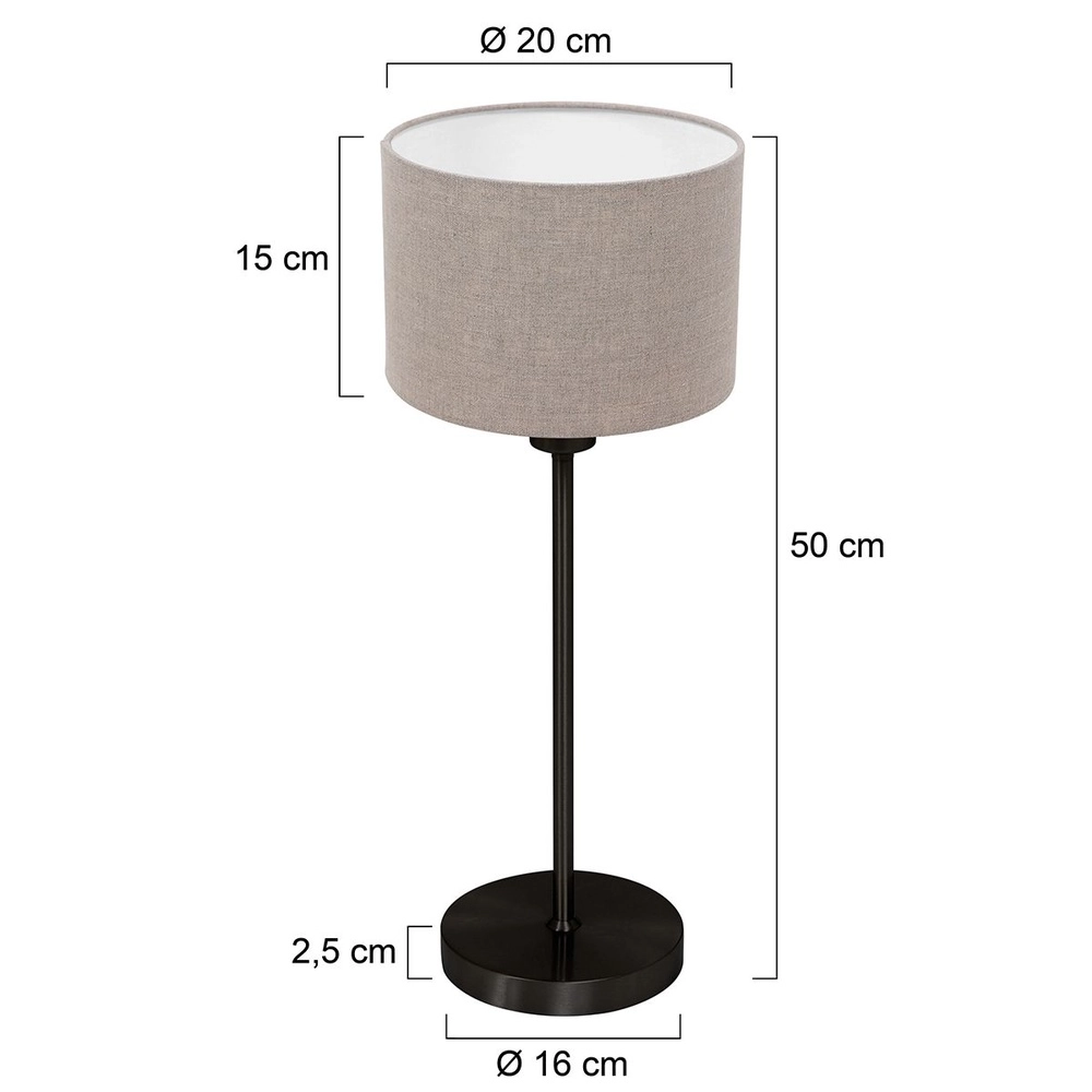 Black table lamp Noor with grey cap Steinhauer 8712746182200