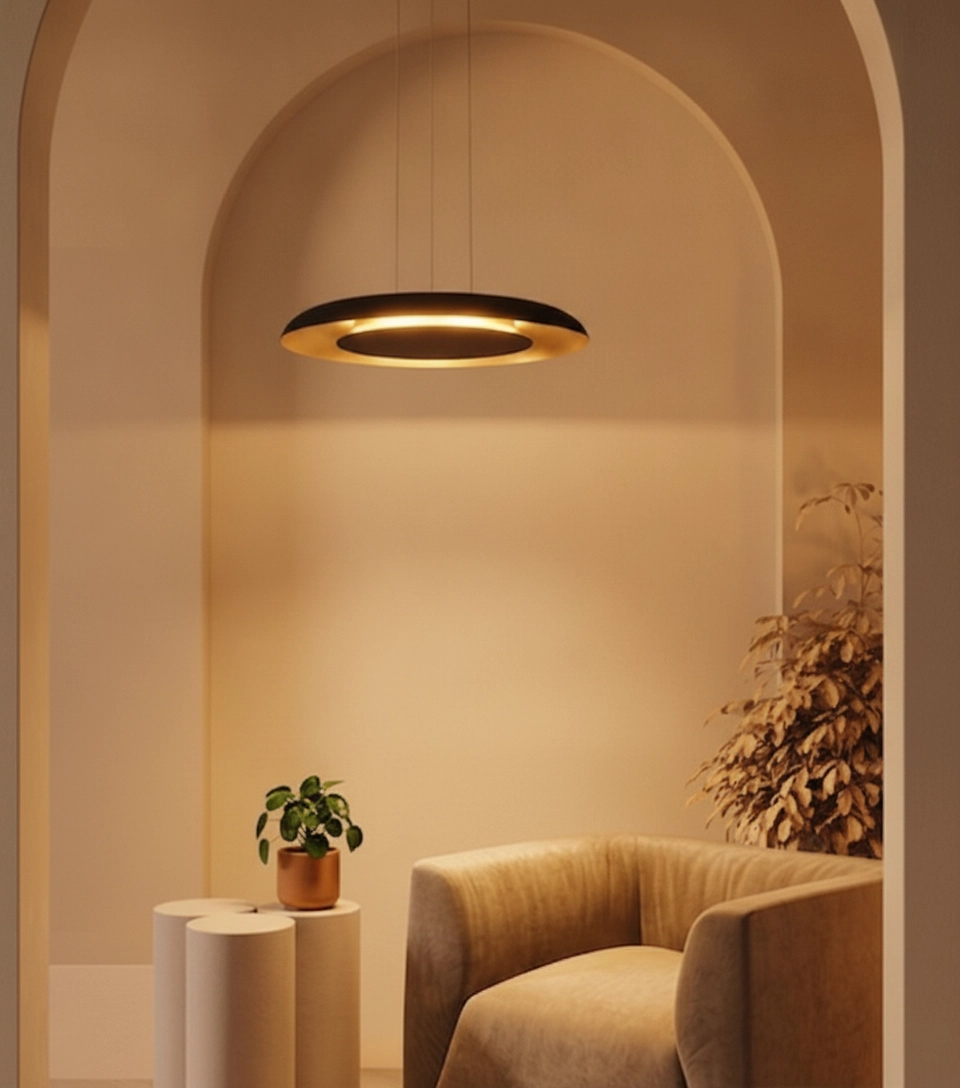 Modern pendant lamp Epos Ø 60cm black with gold