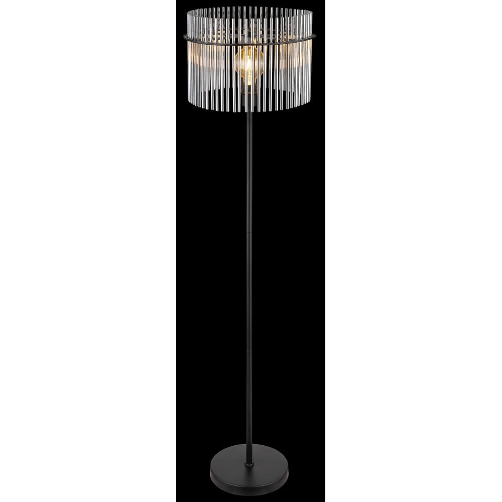 Black floor lamp Gorley with smoke glass Ø 38cm Globo 9007371451180