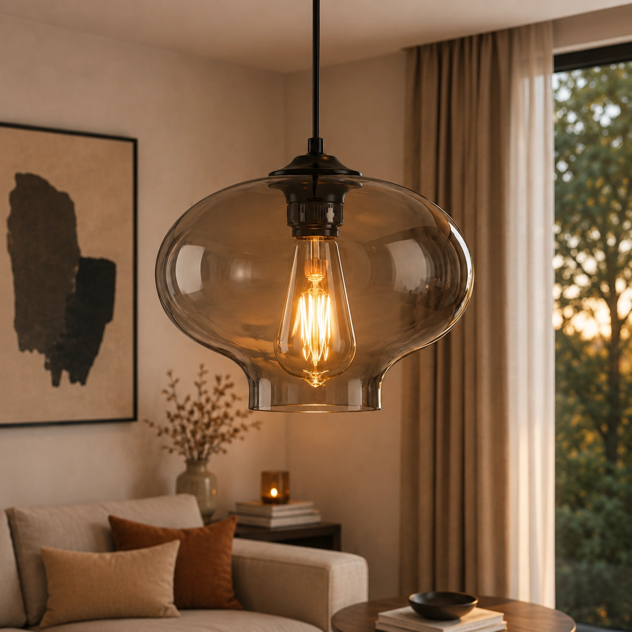 Hanging lamp Toronto smoke glass