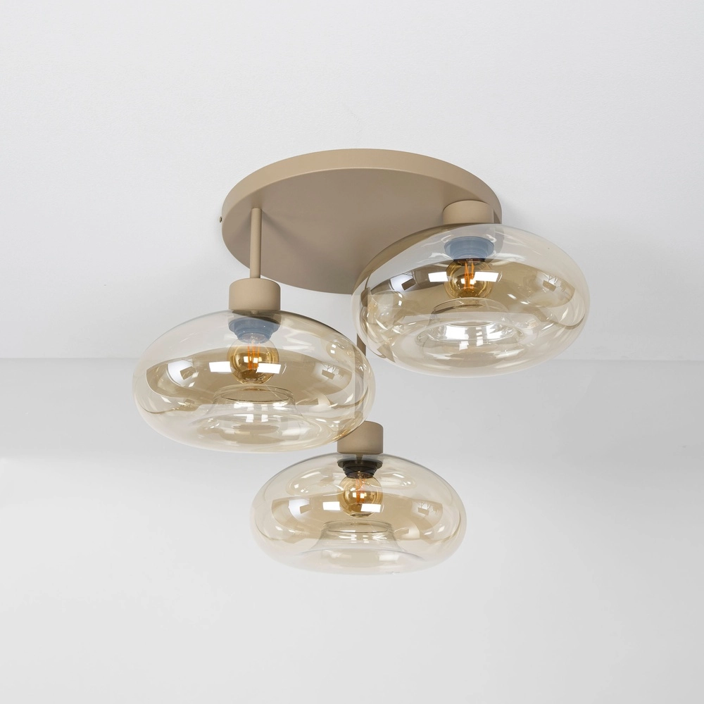 Design plafondlamp Serene 3-lichts zand bruin Lyora 8716803514782