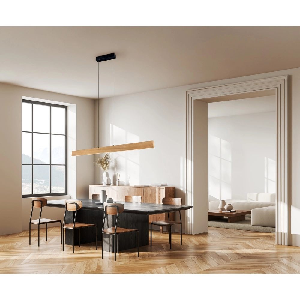 Sleek pendant lamp Edgewood 150cm wood Trio 4017807662252