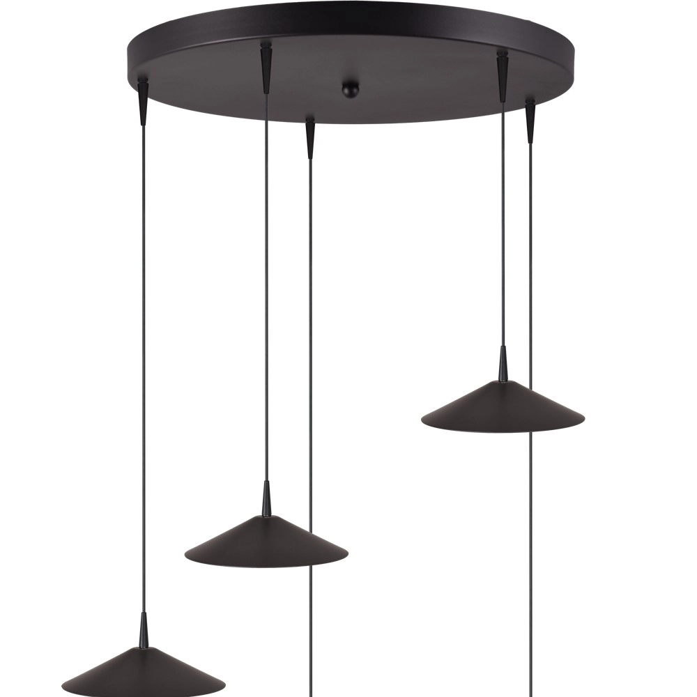 5-light pendant lamp Ceppo black Ø 22cm round Masterlight 8718121358758