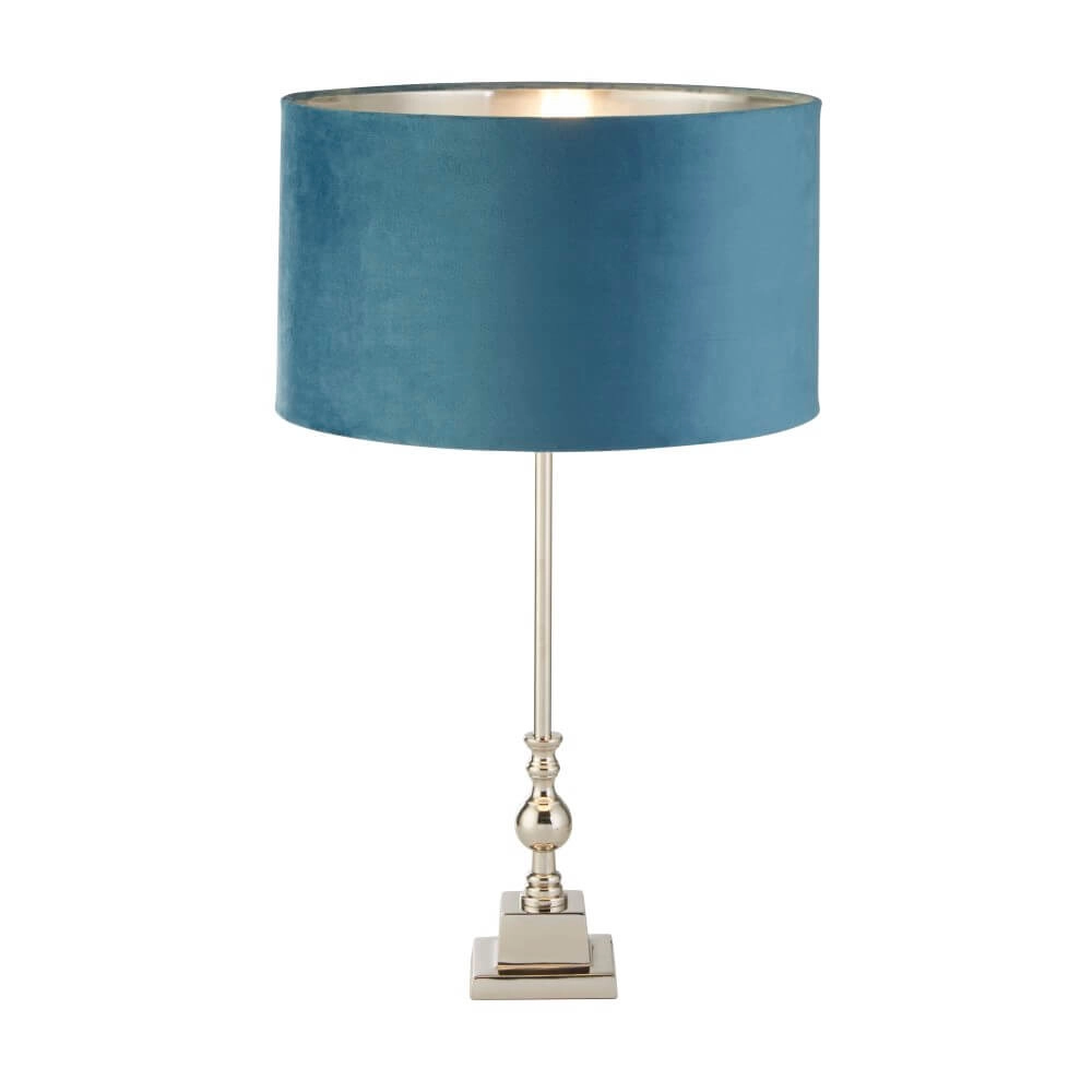 Table lamp chrome Whitby with blue hood Searchlight 5053423257686