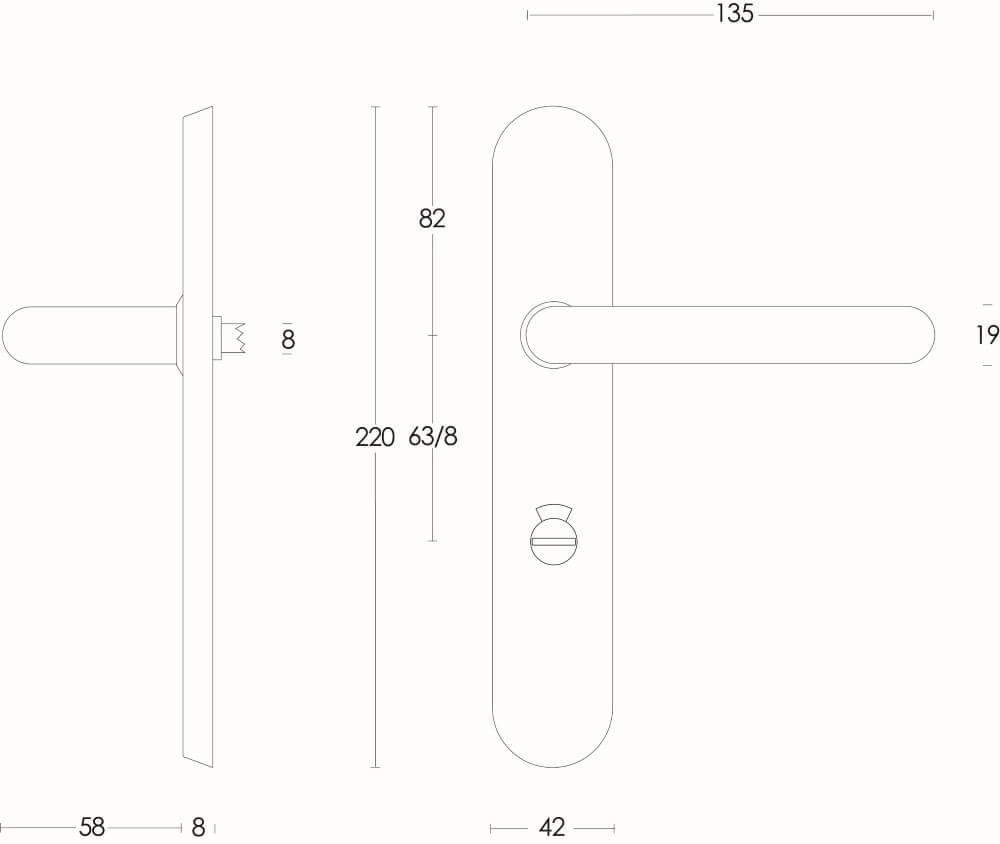 Tight door handle Rond WC closure 63/8 stainless steel Intersteel 8714186060636