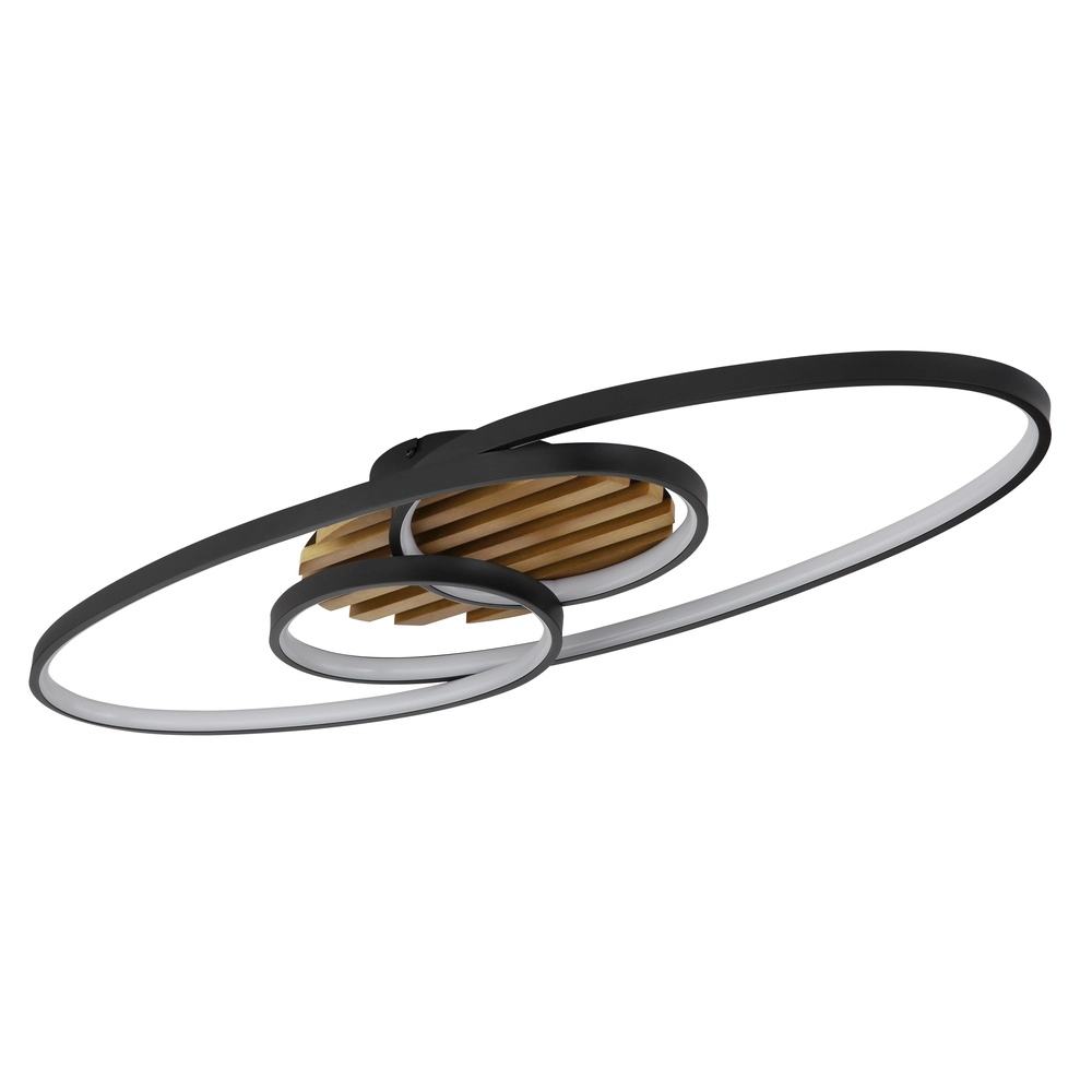 Oval ceiling lamp Tisha I black with wood Globo 9007371572281